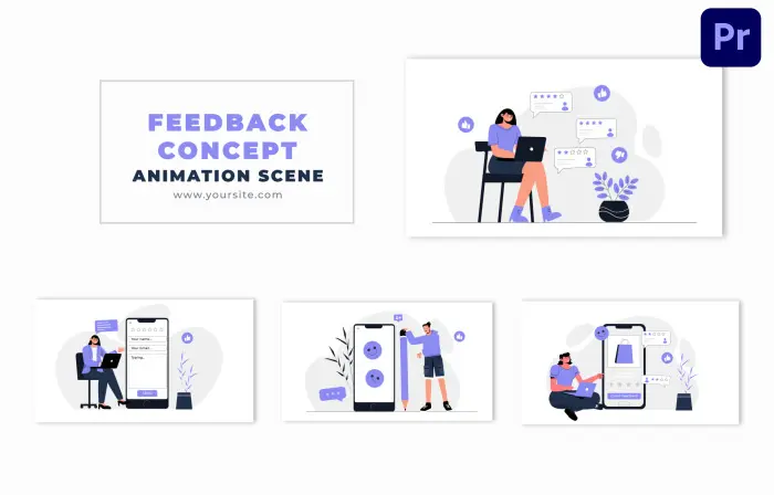 Online Feedback Concept Flat Design Vector Animation Scene